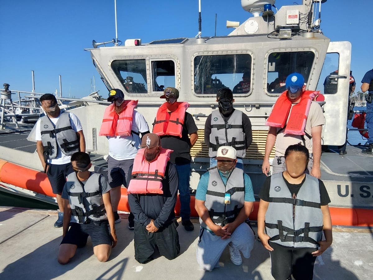 The crew stopped and boarded the vessel, where they identified and detained nine individuals on board, according to the Coast Guard. 
