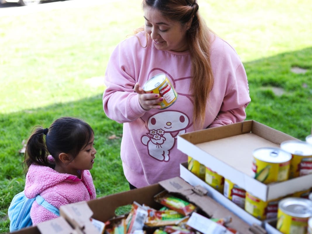 The school pantries provide free groceries, including fresh produce, as well as pantry staples such as beans, oats and canned protein, to students and families.
