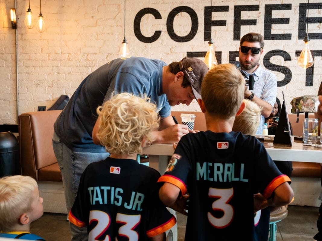Padres pitcher Mason Miller met with fans at Better Buzz in Encinitas.