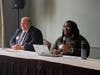MA Senator Paul Feeney and advocate Chiuba Obele shared perspectives on the Healthy Workplace Bill at a Worcester conference.