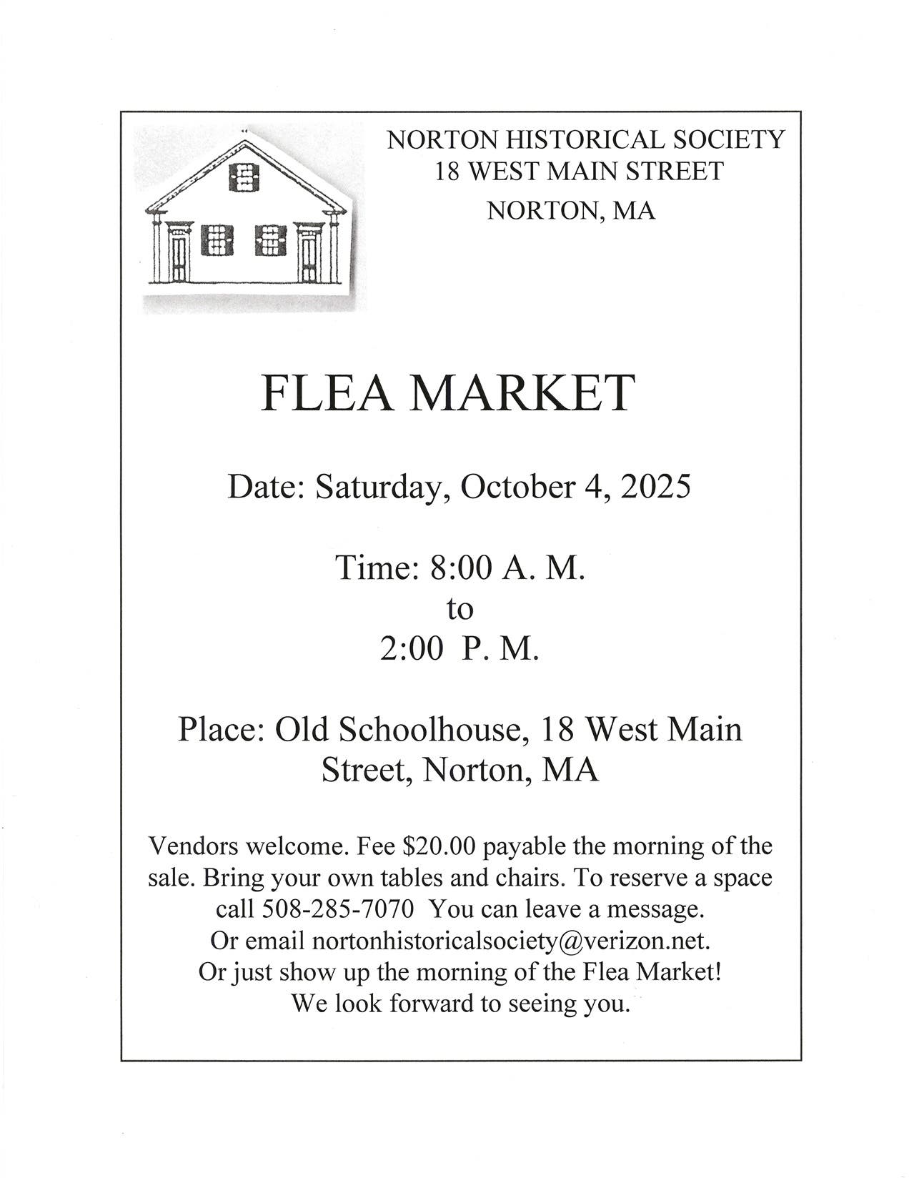 Flea Market at the Norton Historical Society
