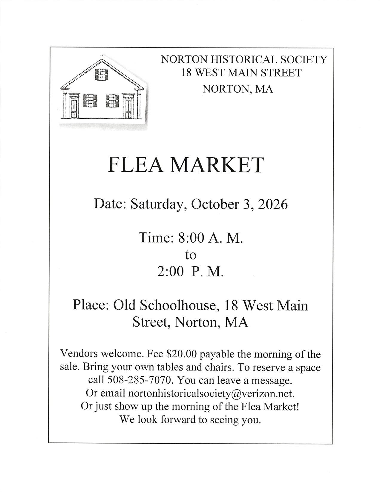 Flea Market at the Norton Historical Society