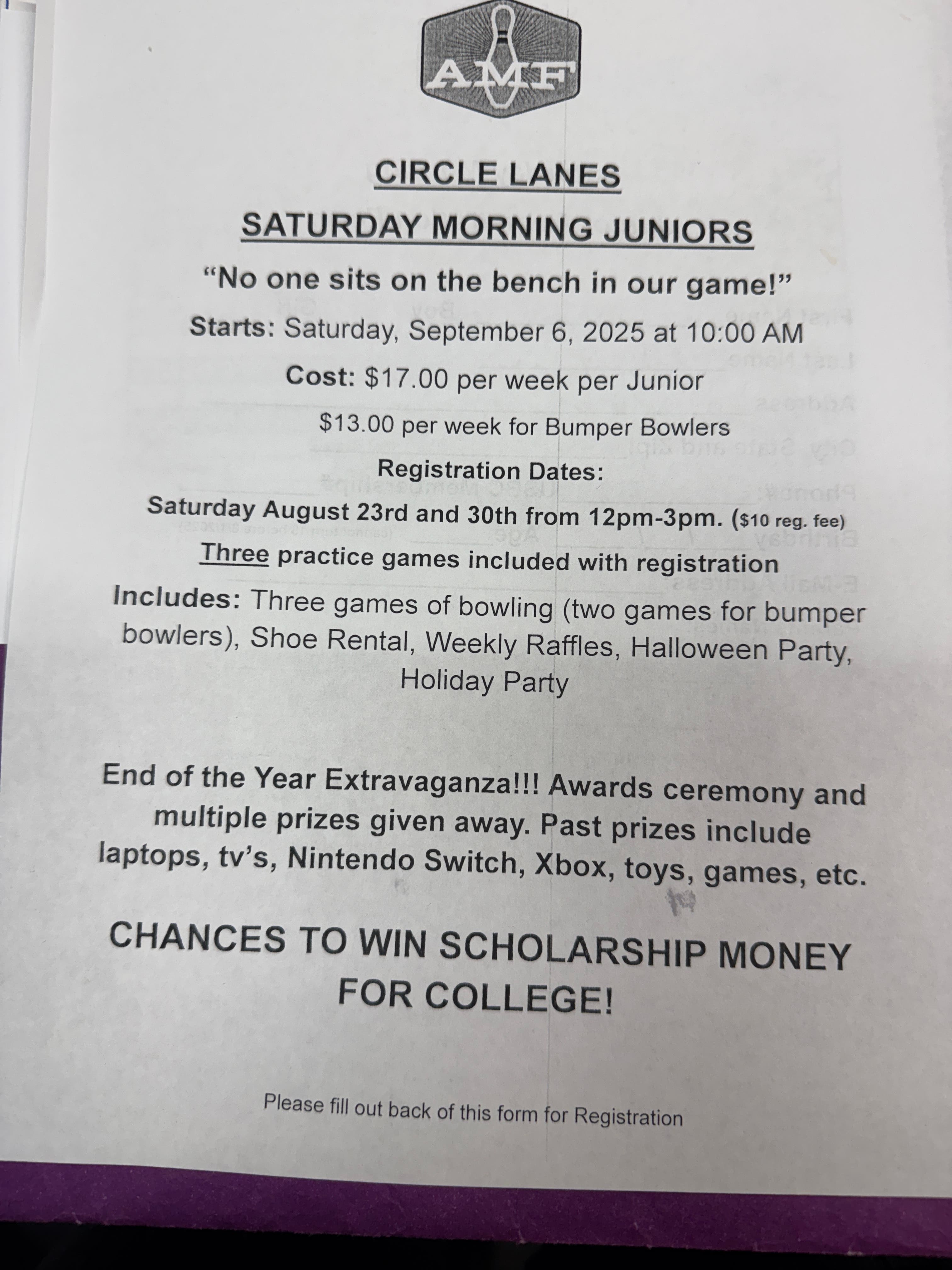 Fall Junior Bowling 