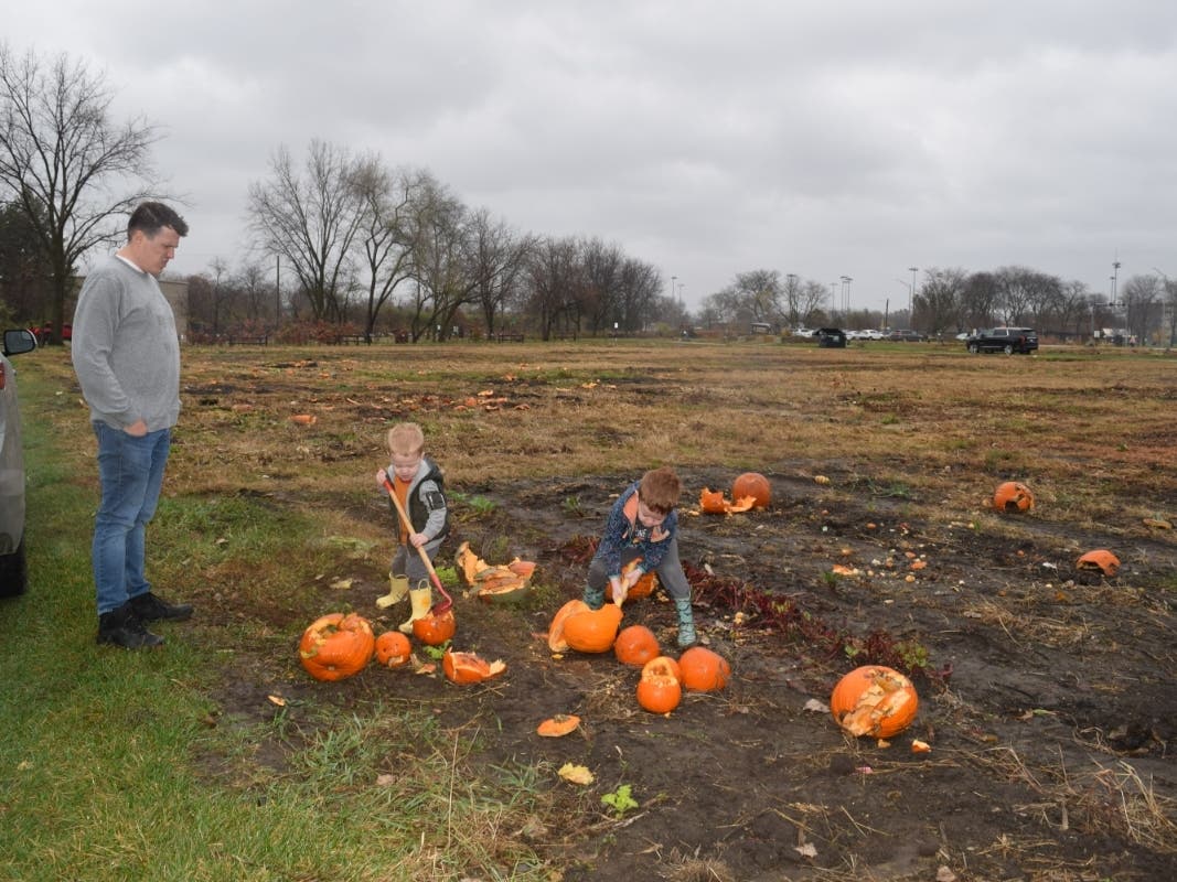 Children enjoyed smashing their own pumpkins