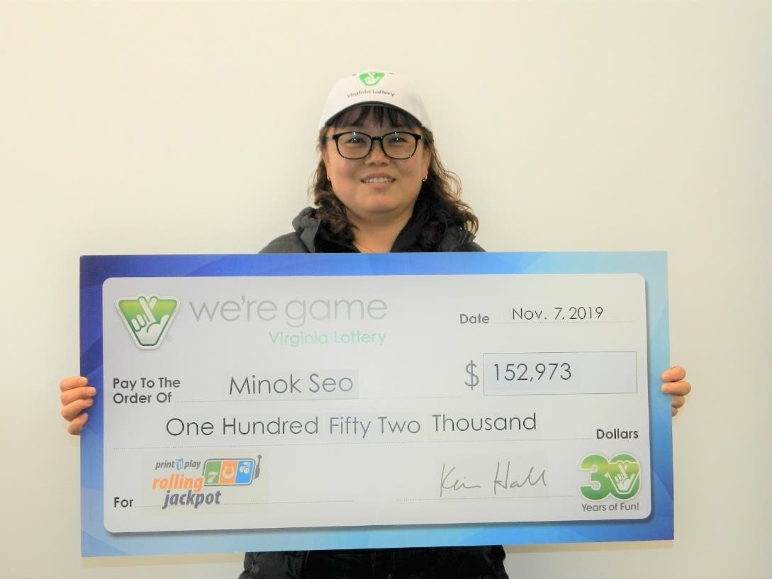 Minok Seo of Woodbridge won the jackpot in the Virginia State Lottery's Print ‘n Play Rolling Jackpot.