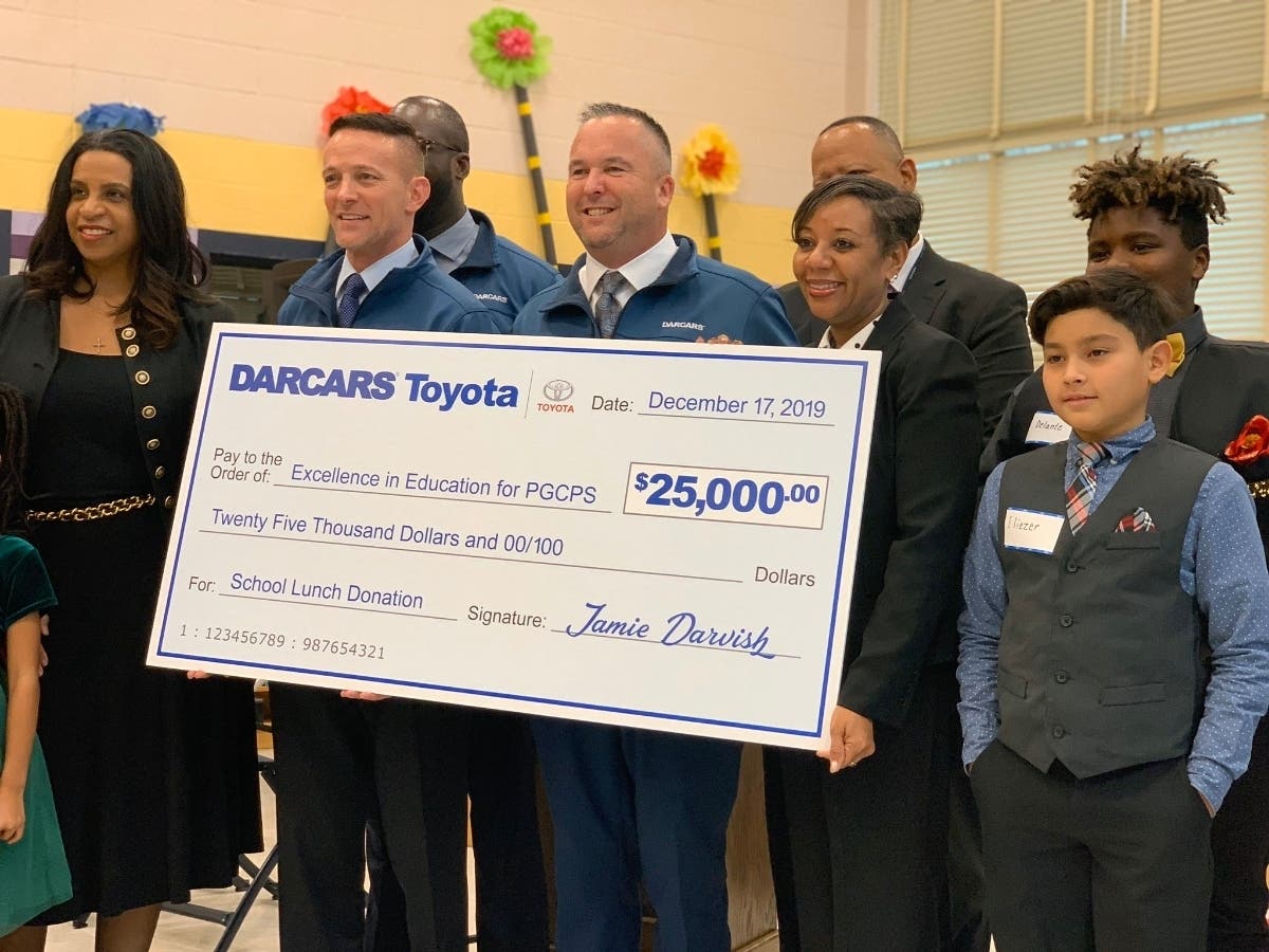 DARCARS Toyota donated $25,000 to wipe out student lunch debt at Prince George's County School's.