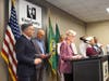 Patty Hayes, Director of King County Public Health, speaks at a news conference Saturday after a King County man died from the new coronavirus, the first reported death in the United States.