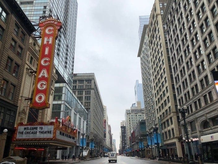 State Street in Chicago was eerily empty Monday amid recent coronavirus fears.
