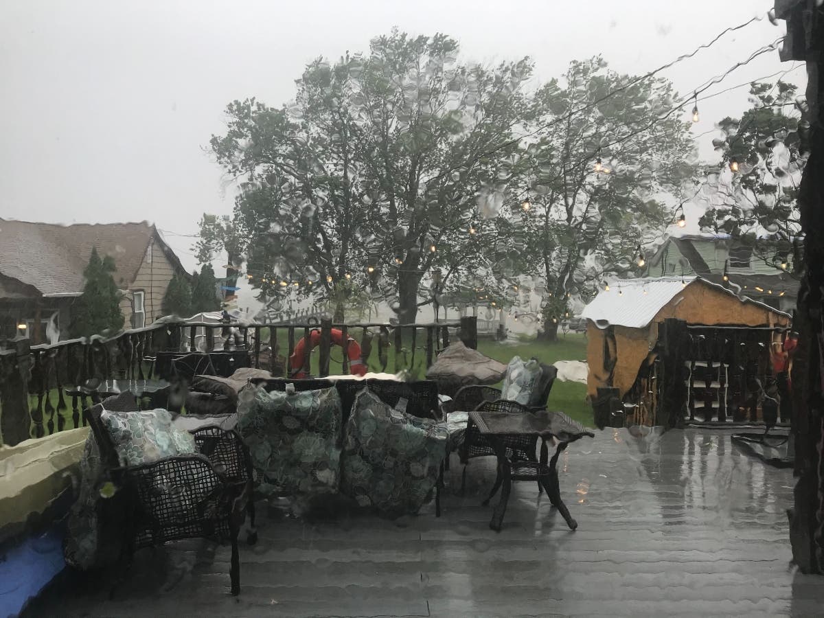 Tropical Storm Isaias hits Bowley's Quarters, Maryland, on Tuesday. The storm, which prompted flash flood and tornado watches and warnings across the state, continues to move north along the U.S. eastern seaboard.