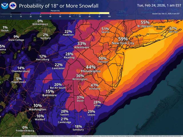18 Inches Of Snow Now Possible As Winter Storm Warning Issued In PA ...