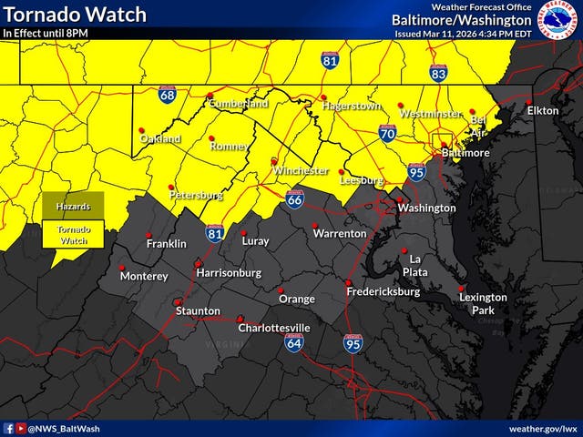 Tornado Watch Issued Ahead Of Severe Weather In MD | Baltimore, MD Patch