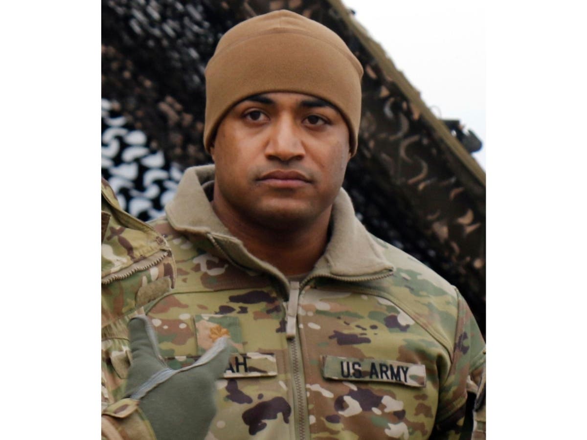 This photo provided by the U.S. Army shows Maj. Brandon Shah, Friday, Jan. 14, 2020, in Illesheim, Germany.