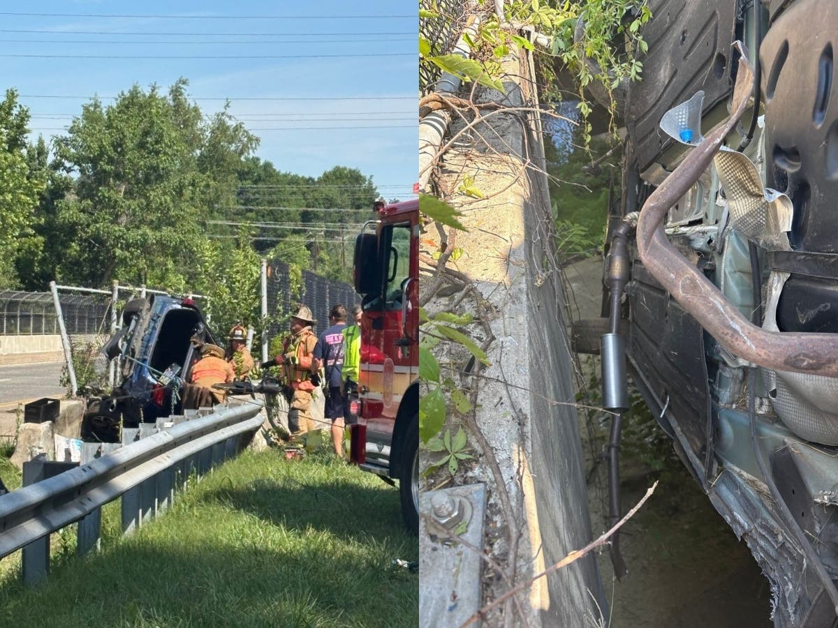 A single-vehicle crash shut down a busy stretch of highway in Germantown on Thursday, according to Montgomery County officials.
