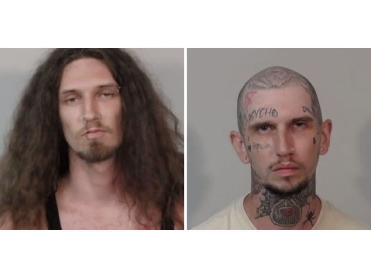 Damien Stewart, left, and Brian Hart were arrested on outstanding warrants following a traffic stop in Fredericksburg.