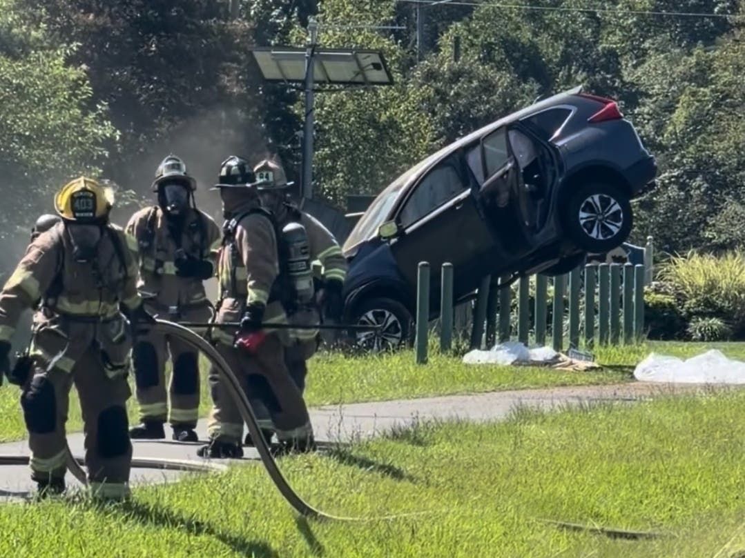 An SUV crashed into a gas line in Fairfax County on Wednesday morning, triggering a significant leak that forced the evacuation of a nearby elementary school and shopping center, authorities said.