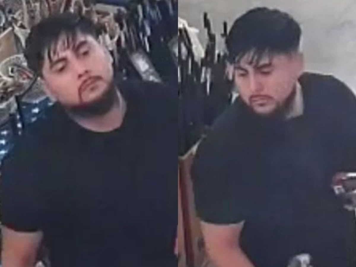 Police are searching for a man accused of photographing an employee and making obscene gestures inside a Bristow store last week.