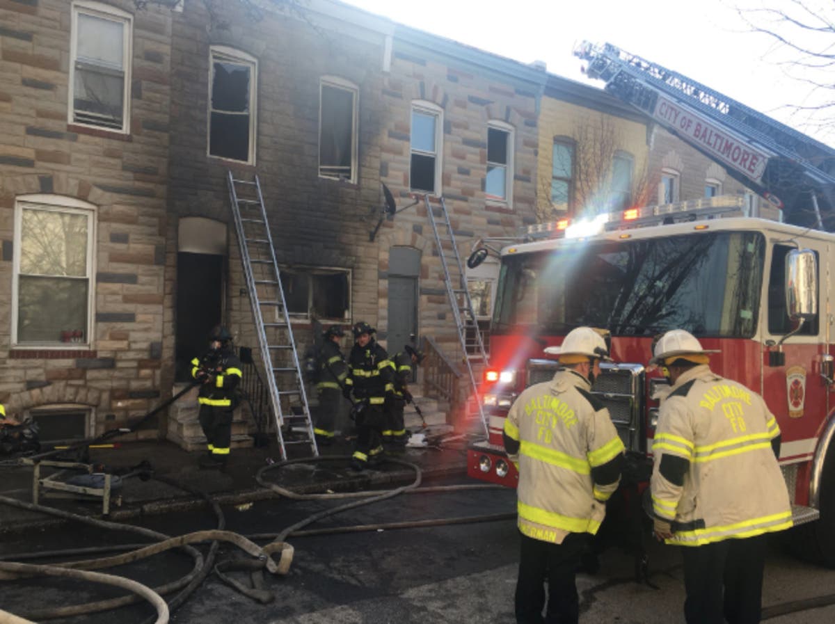 Multiple firefighters were injured battling a blaze in Baltimore on Wednesday, Feb. 27.