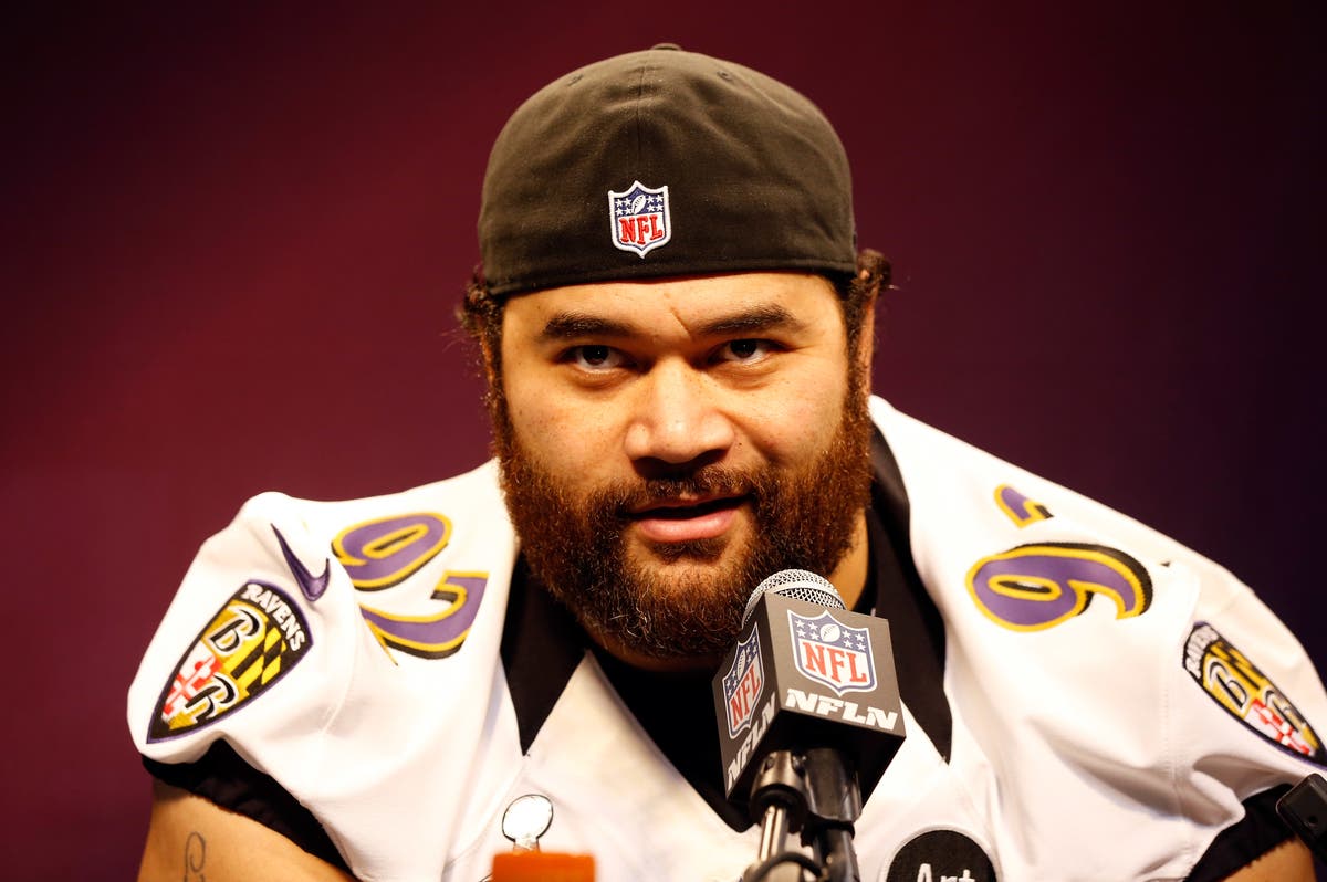 Haloti Ngata #92 before Super Bowl XLVII at the Mercedes-Benz Superdome in January 2013 in New Orleans, Louisiana.