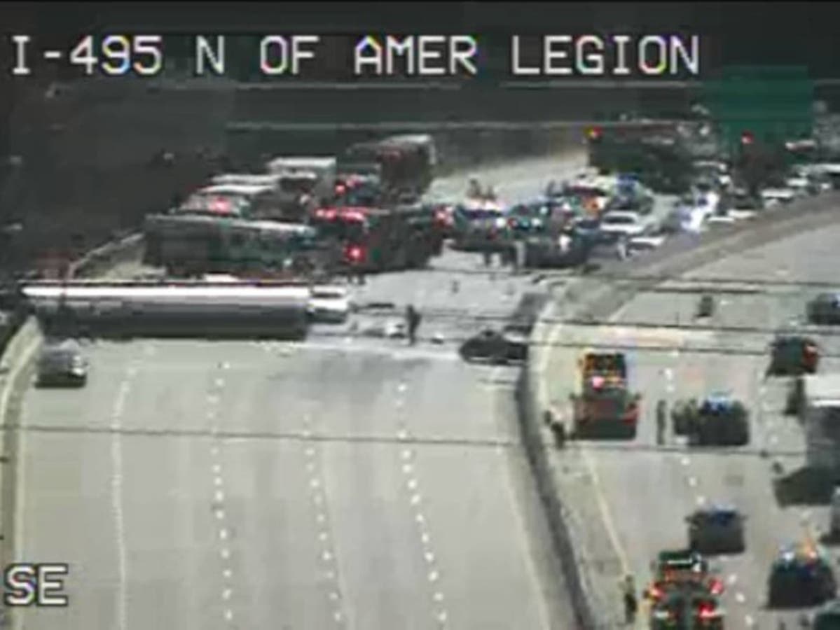 An overturned tanker truck closed the inner loop of Interstate 495 on Thursday, March 28.