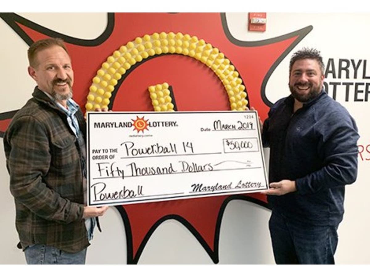 Co-workers "Joe" and "Matt" claimed the $50,000 Powerball prize on behalf of their office pool in Harford County.