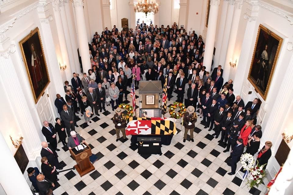 State officials celebrated the life of House Speaker Michael Busch, whose funeral was on April 16.