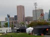 Obstacles were set up on Sunday, April 28, for the first of two days of filming.