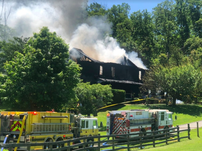 Firefighters were working to contain the fire from the exterior, officials reported after 11:50 a.m.
