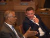 Lt. Gov. Boyd Rutherford, left, speaks with Mayor Bill Martin.