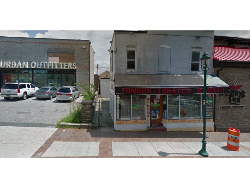 Towson Tobacco Market was burglarized when someone pried open the front door, police said.