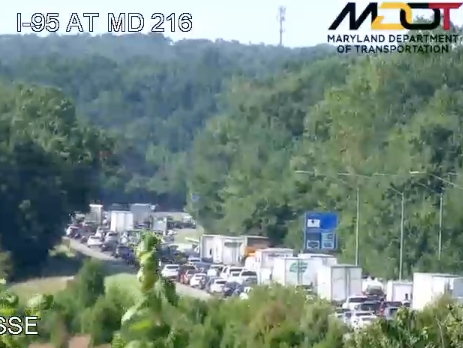 Traffic was at a standstill on I-95 at Scaggsville Road just before 10 a.m. on Friday, Aug. 9.