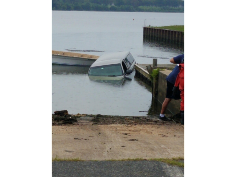 A truck went into the water near the American Legion on Tuesday, Aug. 13.