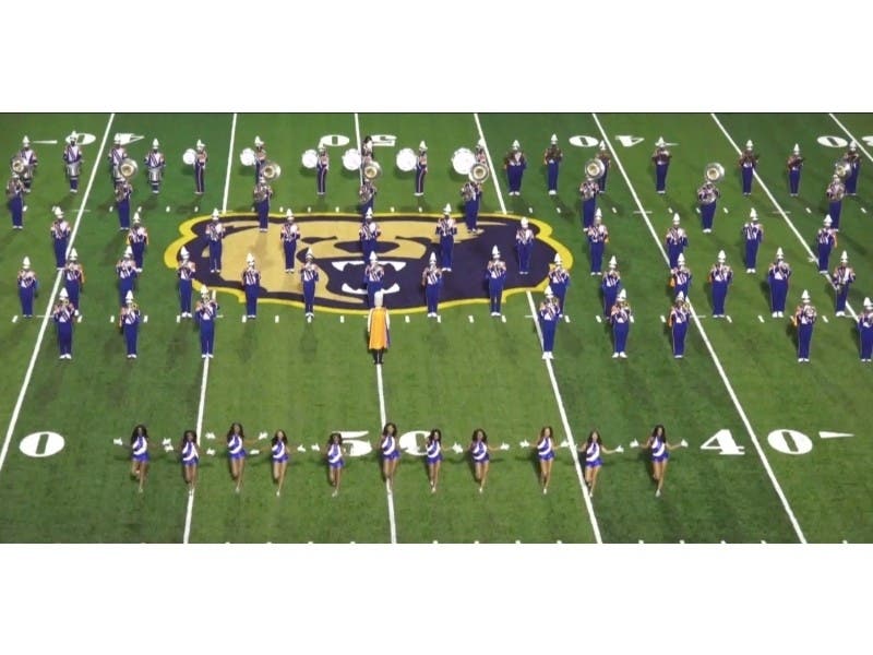 The MSU Magnificent Marching Machine includes musicians and dancers.