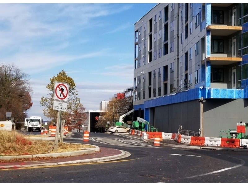 One person was injured after hitting a gas line off Joppa Road, officials said.