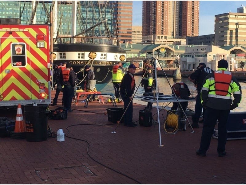 Police and fire crews are at the Light Street pavilion Dec. 12, officials say.