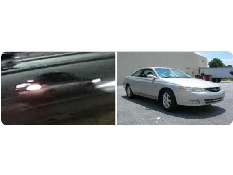 On the left is a surveillance photo of the actual car from the hit-and-run, while the right is a stock photo of a similar Toyota Solara.