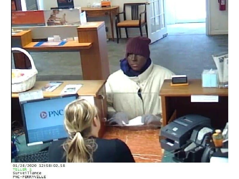 A man who had painted his face robbed a bank in Perryville Tuesday, Jan. 28, according to police.