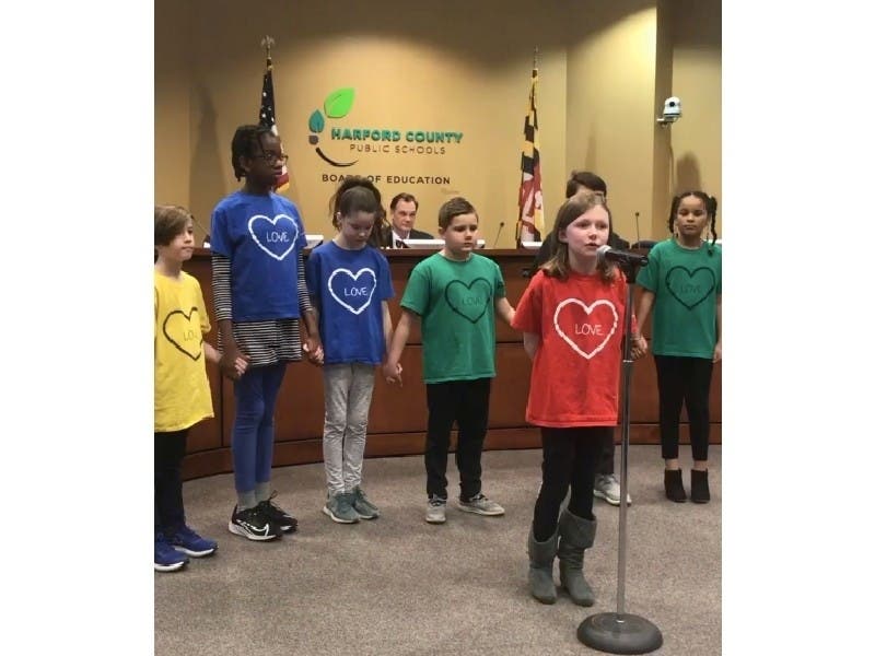 Havre de Grace Elementary School students recited the finale from Martin Luther King's "I Have A Dream" speech Monday night at the school board meeting in Bel Air.