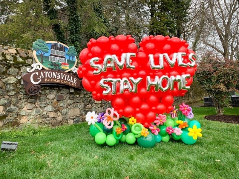 A Catonsville balloon artist made this on Thursday, March 26, as part of an initiative called One Million Bubbles of Joy, to spread messages of hope during the coronavirus pandemic.