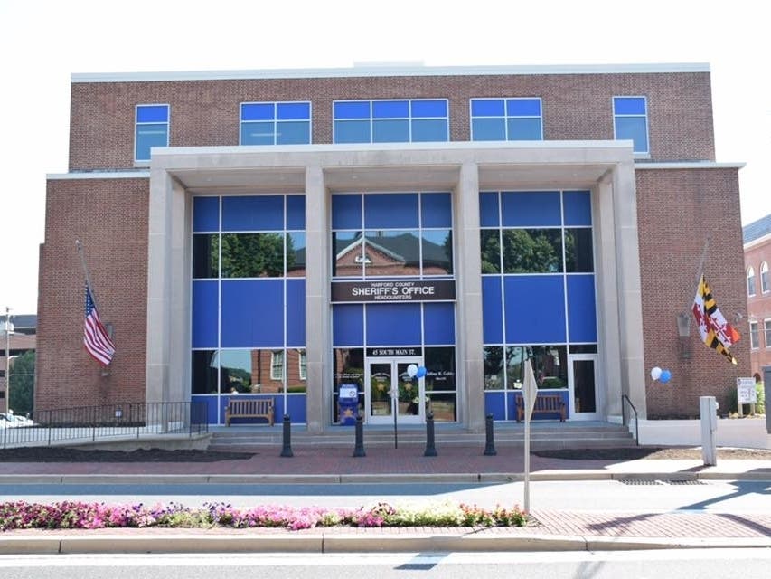The lobby is restricted at the Harford County Sheriff's Office headquarters, pictured here, as well as at the precincts and Harford County Detention Center.