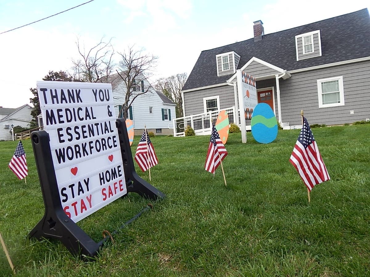 A sign off MD 924 urges people to stay home and stay safe, thanking essential personnel for their service.