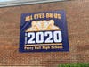 Banners outside Perry Hall High School honor the members of the class of 2020.