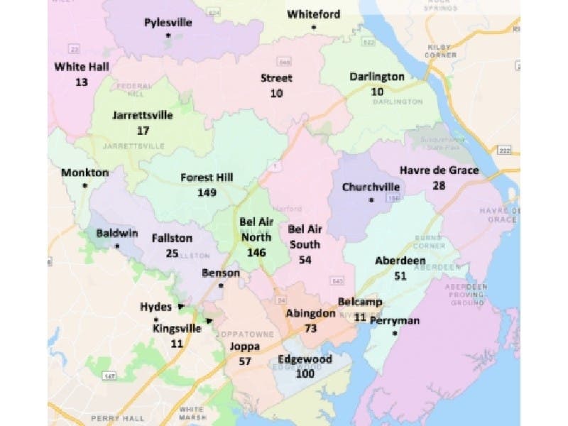 There are 28 cases of the coronavirus in the 21078 ZIP code as of Thursday, May 21, according to Harford County health officials.