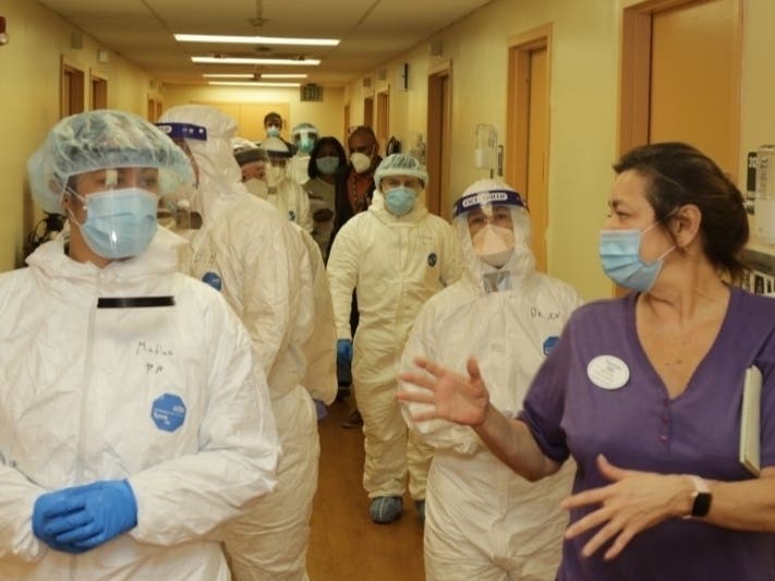 The Maryland National Guard helped a nursing home in Baltimore May 19 with quarantine protocols to combat the coronavirus. Nearly 6,000 residents of congregate living facilities and over 2,500 staff statewide have the virus as of May 23.