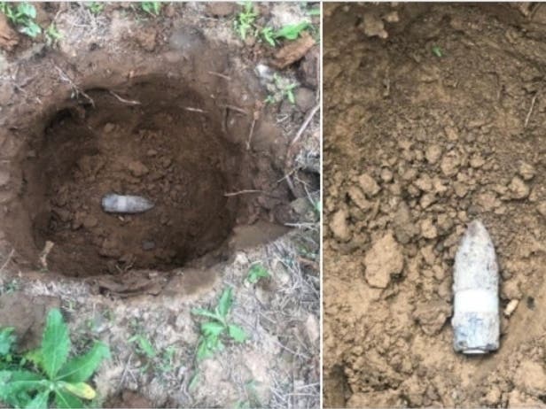 A Bel Air couple was gardening Tuesday, June 16, when they discovered an unexploded ordnance, fire investigators said.