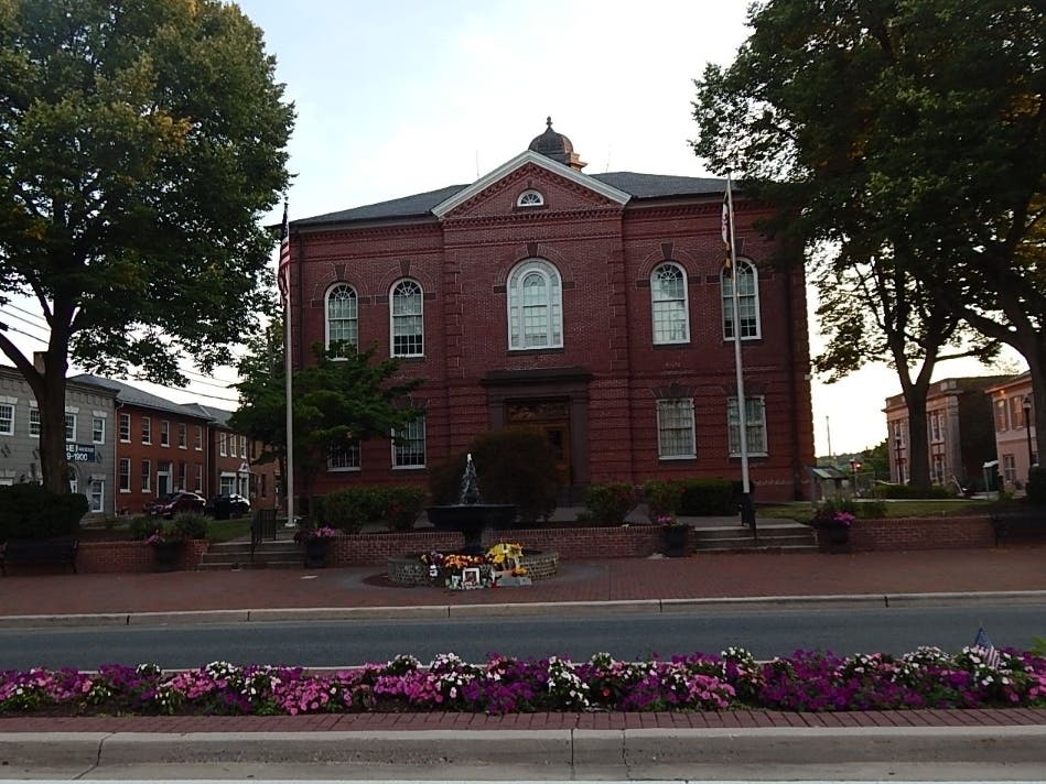 A memorial to Alessandro "Alex" Lori sprung up on Main Street outside the Harford County Circuit Courthouse fountain on July 3. Lori was killed July 1.