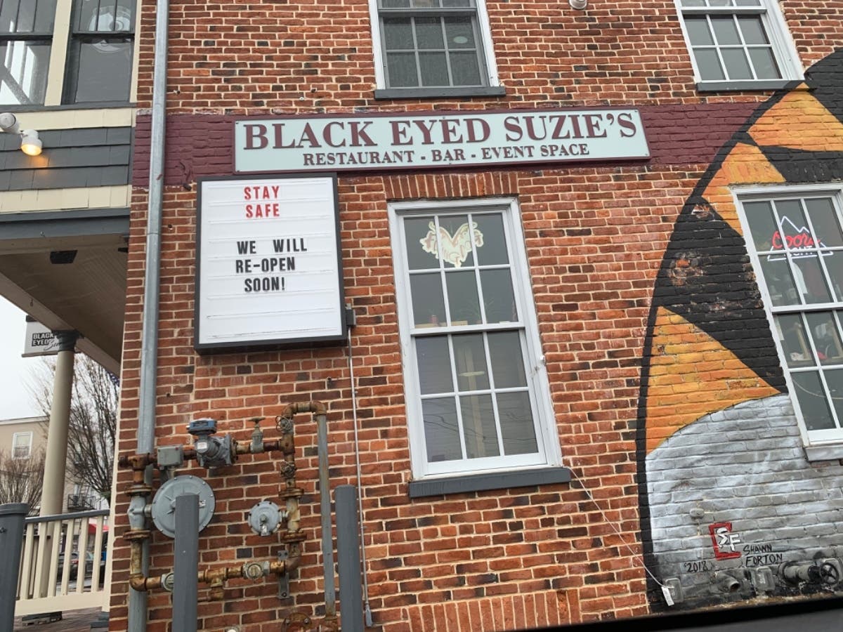 This picture was taken March 31, soon after restaurants were ordered to close indoor dining. While indoor dining is currently open, Black Eyed Suzie's temporarily closed its restaurant after an employee tested positive for the coronavirus.