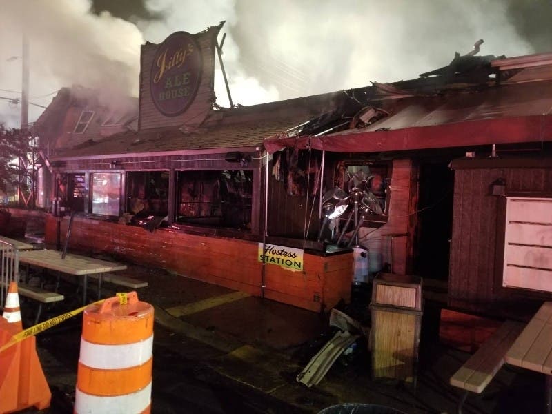 Police said a Pikesville man who had been barred from Jilly's Restaurant has been charged with arson in connection with a fire there Oct. 28.