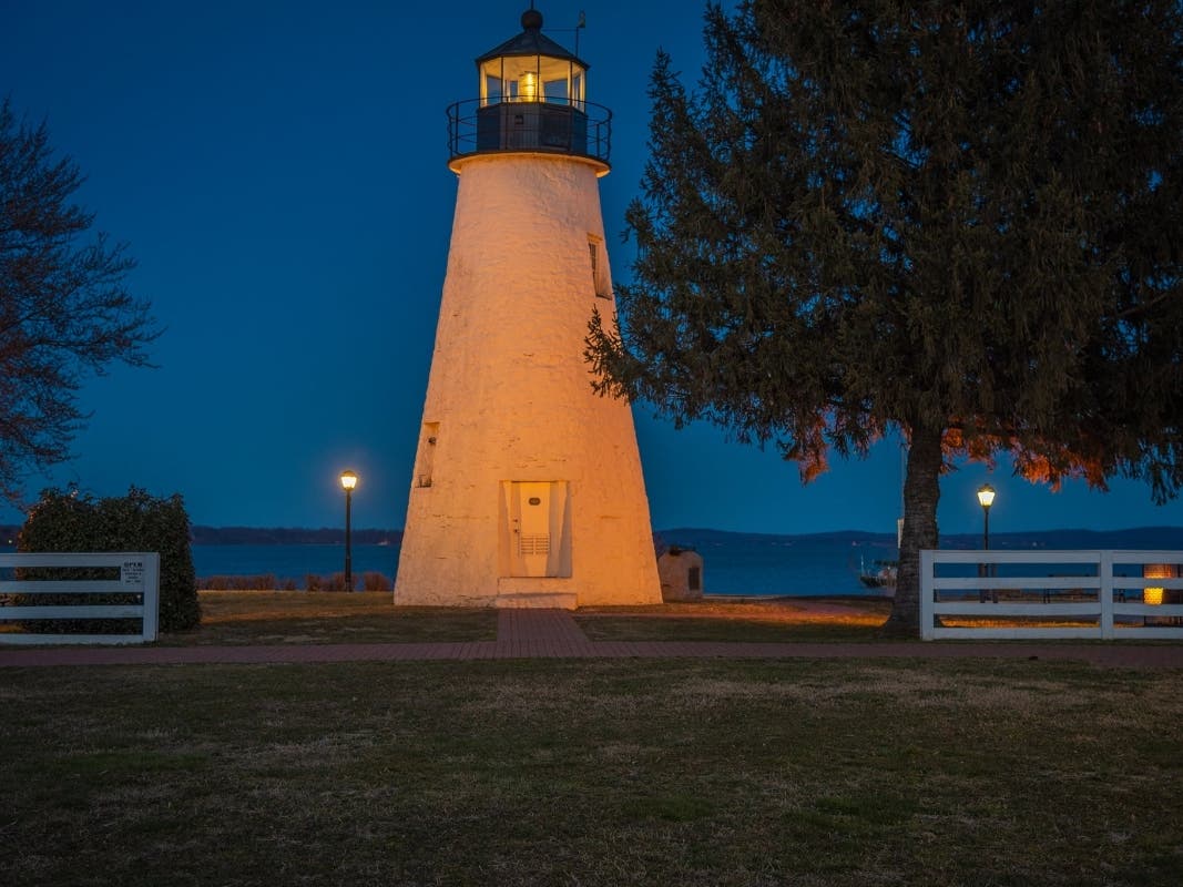 The Concord Point Lighthouse was lit amber Friday, March 5, along with other buildings around the state to mark one year since Maryland saw its first cases of the coronavirus.