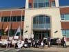 More than 50 people had turned out for the protest in Bel Air as of 5:15 p.m. on Monday, April 26.
