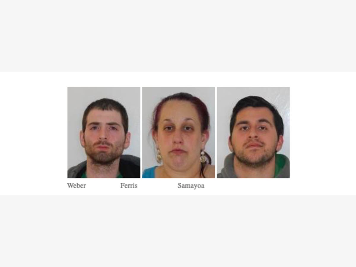 From left, John Paul J. Weber, 28, and Tammy M. Ferris, 34, of Poughkeepsie, and Mario Samayoa, 27, of East Fishkill.